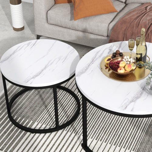 Runder Couchtisch 2er Set Satz Couchtisch Wohnzimmer Runder geschachtelter Beistelltisch 2 Runder Beistelltisch