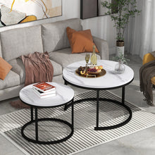 Lade das Bild in den Galerie-Viewer, Runder Couchtisch 2er Set Satz Couchtisch Wohnzimmer Runder geschachtelter Beistelltisch 2 Runder Beistelltisch
