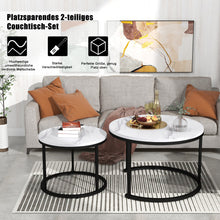 Lade das Bild in den Galerie-Viewer, Runder Couchtisch 2er Set Satz Couchtisch Wohnzimmer Runder geschachtelter Beistelltisch 2 Runder Beistelltisch
