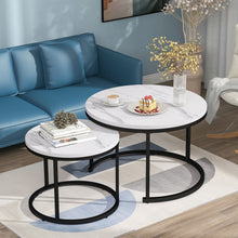 Lade das Bild in den Galerie-Viewer, Runder Couchtisch 2er Set Satz Couchtisch Wohnzimmer Runder geschachtelter Beistelltisch 2 Runder Beistelltisch

