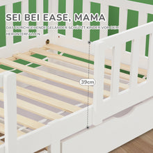 Lade das Bild in den Galerie-Viewer, Kinderbett Hausbett mit Schornstein |Zwei Aufbewahrungsschubladen | Robuste Lattenroste |Kiefernholz Haus Bett for Kids, 90 x 200 cm ohne Matratze, weiß
