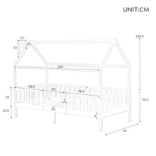 Lade das Bild in den Galerie-Viewer, Kinderbett Hausbett mit Schornstein| Robuste Lattenroste |Kiefernholz Haus Bett for Kids, 90 x 200 cm ohne Matratze, weiß
