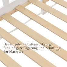 Lade das Bild in den Galerie-Viewer, Hausbett Kinderbett Jugendbett 160x80 mit Rausfallschutz，vielseitiges Holz Kinderbett ，Massivholz Kinder Bett mit Rausfallschutz Fenster und Lattenrost

