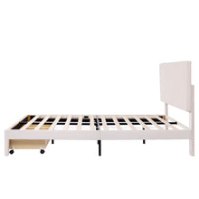 Lade das Bild in den Galerie-Viewer, Polsterbett 140 x 200 cm Bett mit Lattenrost, Rückenlehne und großer Schublade, Hautfreundliche Samtstoff , Beige, Bett Doppelbett Jugendbett(Ohne Matratze)
