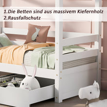 Lade das Bild in den Galerie-Viewer, Hausbett Kinderbett Jugendbett 160x80 mit Rausfallschutz，vielseitiges Holz Kinderbett ，Massivholz Kinder Bett mit Rausfallschutz Fenster und Lattenrost

