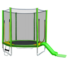 Lade das Bild in den Galerie-Viewer, Outdoor TÜV Rheinland Zertifizierung Gartentrampolin, Kindertrampolinm inkl. Leiter, gepolsterten Stangen, rutschen , Sicherheitsnetz, Randabdeckung &amp; Zubehör
