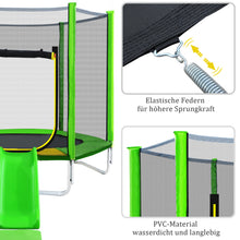 Lade das Bild in den Galerie-Viewer, Outdoor TÜV Rheinland Zertifizierung Gartentrampolin, Kindertrampolinm inkl. Leiter, gepolsterten Stangen, rutschen , Sicherheitsnetz, Randabdeckung &amp; Zubehör
