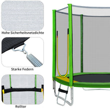Lade das Bild in den Galerie-Viewer, Outdoor TÜV Rheinland Zertifizierung Gartentrampolin, Kindertrampolinm inkl. Leiter, gepolsterten Stangen, rutschen , Sicherheitsnetz, Randabdeckung &amp; Zubehör
