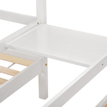 Lade das Bild in den Galerie-Viewer, Hausbett für 2 Kinder， zwei Einzelbetten unter einem Dach im Hausbettdesign mit Nachttisch und Lattenrost，Jugendbett 90*200 mit Rausfallschutz，Weiß
