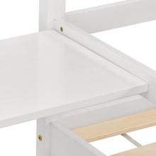 Lade das Bild in den Galerie-Viewer, Hausbett für 2 Kinder， zwei Einzelbetten unter einem Dach im Hausbettdesign mit Nachttisch und Lattenrost，Jugendbett 90*200 mit Rausfallschutz，Weiß
