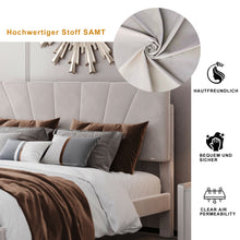 Lade das Bild in den Galerie-Viewer, Polsterbett 140 x 200 cm Bett mit Lattenrost, Rückenlehne und großer Schublade, Hautfreundliche Samtstoff , Beige, Bett Doppelbett Jugendbett(Ohne Matratze)
