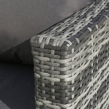 Lade das Bild in den Galerie-Viewer, Polyrattan Lounge set sofa, 5-Sitzer-Gartenmöbel-Set mit grauen Anti-UV-Kissen, abnehmbare Bezüge, Rattan-Ecksofa mit Einzelsofa und Couchtisch für 4-5 Personen

