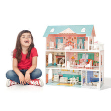 Lade das Bild in den Galerie-Viewer, Hölzernes Puppenhaus-Spielset mit Möbeln und Zubehör, echtes Traumspielzeughaus, tolles Geschenk für Mädchen
