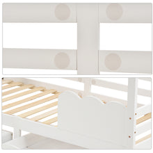 Lade das Bild in den Galerie-Viewer, Hausbett Kinderbett Jugendbett 200x90 mit Rausfallschutz，vielseitiges Holz Kinderbett für Jungen &amp; Mädchen, Wei Schubladen, Massivholz Kinder Bett mit Rausfallschutz Fenster und Lattenrost, Weiß
