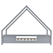 Lade das Bild in den Galerie-Viewer, Hausbett Kinderbett 80x160cm mit Rausfallschutz，Spielbett，Jugendbett Massivholz in Grau
