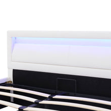 Lade das Bild in den Galerie-Viewer, Polsterbett, LED-Bett, 140*200cm, mit Lattenrost und Stauraum, mit beleuchtetem Kopfteil in diversen Farben，Weiß,Kopfteil &amp; Kunstleder
