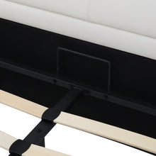Lade das Bild in den Galerie-Viewer, Polsterbett, LED-Bett, 140*200cm, mit Lattenrost und Stauraum, mit beleuchtetem Kopfteil in diversen Farben，Weiß,Kopfteil &amp; Kunstleder
