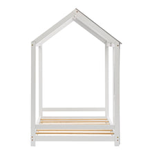 Lade das Bild in den Galerie-Viewer, Spielbett Hausbett 200x90,Jugendbett mit Dach und Fenster, Rausfallschutz , Holz Kinderbett Jungen Mädchen Massivholz mit Lattenrost, Grau&amp;Weiß
