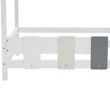 Lade das Bild in den Galerie-Viewer, Spielbett Hausbett 200x90, Tricolor Spleißholzlatten Dekorative Hausform,Rausfallschutz Kinderbett, Massivholz Kinderbett mit Lattenrost
