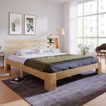 Lade das Bild in den Galerie-Viewer, Holzbett Doppelbett mit Kopfteil aus Bettgestell mit Lattenrost-200 x 140 cm Massivholz FSC Massiv Doppelbett als Kieferbett verwendbar
