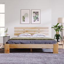 Lade das Bild in den Galerie-Viewer, Holzbett Doppelbett mit Kopfteil aus Bettgestell mit Lattenrost-200 x 140 cm Massivholz FSC Massiv Doppelbett als Kieferbett verwendbar
