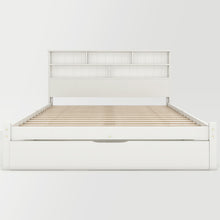 Lade das Bild in den Galerie-Viewer, Massivholz Doppelbett mit Schubladen und Lattenrost, Bücherregal Jugendliche und Erwachsene Kinderbett, 140x200cm Weiß
