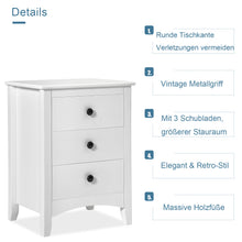 Lade das Bild in den Galerie-Viewer, 2er Set Nachttisch skandinavisch Schubladenschrank mit 3 Schublade Nachtschrank Beistelltisch für Wohnzimmer Schlafzimmer Badezimmer, 45 x 36 x 61 cm
