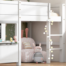 Lade das Bild in den Galerie-Viewer, Hausbett Kinderbett Spielbett Etagenbett mit zwei Brettern graffitifähig mit kleiner Ablage 90x200 weiß
