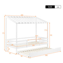 Lade das Bild in den Galerie-Viewer, Hausbett Ausziehbett Jugendbett Bett mit Stauraum Tagesbett Funktionsbett Bett 90x200 Kojenbett Weiß
