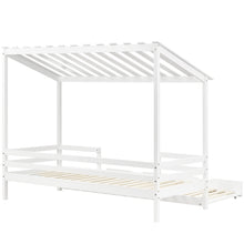Lade das Bild in den Galerie-Viewer, Hausbett Ausziehbett Jugendbett Bett mit Stauraum Tagesbett Funktionsbett Bett 90x200 Kojenbett Weiß

