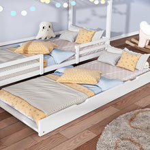 Lade das Bild in den Galerie-Viewer, Hausbett Ausziehbett Jugendbett Bett mit Stauraum Tagesbett Funktionsbett Bett 90x200 Kojenbett Weiß

