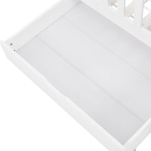 Lade das Bild in den Galerie-Viewer, Hausbett Kinderbett mit Mehrzweck-Bücherregal-Speichergitter-Kabinett Ablageregal und zwei großen Schubladen mit Stauraum und Kaminform 90x200 Weiß
