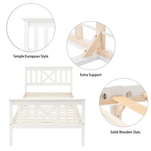 Lade das Bild in den Galerie-Viewer, Holzbett Einzelbett aus Bettgestell mit Lattenrost Holzbett mit Kopfteil - 90 x 200 cm Massivholz Kinderbett Jugendbett Kiefer massiv Weiß
