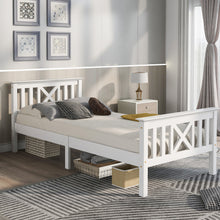 Lade das Bild in den Galerie-Viewer, Holzbett Einzelbett aus Bettgestell mit Lattenrost Holzbett mit Kopfteil - 90 x 200 cm Massivholz Kinderbett Jugendbett Kiefer massiv Weiß
