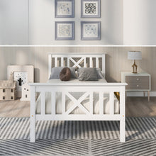 Lade das Bild in den Galerie-Viewer, Holzbett Einzelbett aus Bettgestell mit Lattenrost Holzbett mit Kopfteil - 90 x 200 cm Massivholz Kinderbett Jugendbett Kiefer massiv Weiß
