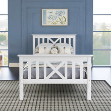 Lade das Bild in den Galerie-Viewer, Holzbett Einzelbett aus Bettgestell mit Lattenrost Holzbett mit Kopfteil - 90 x 200 cm Massivholz Kinderbett Jugendbett Kiefer massiv Weiß
