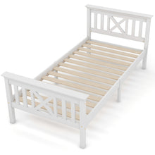 Lade das Bild in den Galerie-Viewer, Holzbett Einzelbett aus Bettgestell mit Lattenrost Holzbett mit Kopfteil - 90 x 200 cm Massivholz Kinderbett Jugendbett Kiefer massiv Weiß
