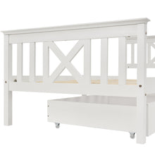 Lade das Bild in den Galerie-Viewer, Holzbett Einzelbett aus Bettgestell mit Lattenrost und Schublade Holzbett mit Kopfteil - 90 x 200 cm Massivholz Kinderbett Jugendbett Kiefer massiv Weiß

