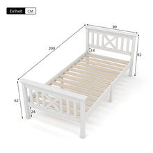 Lade das Bild in den Galerie-Viewer, Holzbett Einzelbett aus Bettgestell mit Lattenrost Holzbett mit Kopfteil - 90 x 200 cm Massivholz Kinderbett Jugendbett Kiefer massiv Weiß

