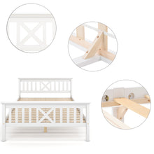 Lade das Bild in den Galerie-Viewer, Holzbett Einzelbett aus Bettgestell mit Lattenrost Holzbett mit Kopfteil - 90 x 200 cm Massivholz Kinderbett Jugendbett Kiefer massiv Weiß
