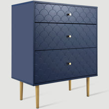 Lade das Bild in den Galerie-Viewer, Schubladenkommode Kommode mit 3 Schubladen, FSC®-zertifiziertem,Sideboard Highboard für Schlafzimmer &amp; alle Wohnräume,Marineblau-H89/B75/T40 cm
