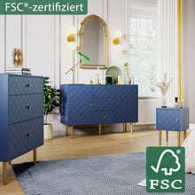 Lade das Bild in den Galerie-Viewer, Nachttisch,FSC-zertifiziert,Nachtschrank Beistelltisch,Marineblau, Sofatisch passend zu jedem Bett &amp; Schlafzimmer - H50/B35/T35 cm
