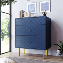 Lade das Bild in den Galerie-Viewer, Schubladenkommode Kommode mit 3 Schubladen, FSC®-zertifiziertem,Sideboard Highboard für Schlafzimmer &amp; alle Wohnräume,Marineblau-H89/B75/T40 cm
