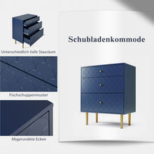 Lade das Bild in den Galerie-Viewer, Schubladenkommode Kommode mit 3 Schubladen, FSC®-zertifiziertem,Sideboard Highboard für Schlafzimmer &amp; alle Wohnräume,Marineblau-H89/B75/T40 cm
