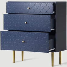 Lade das Bild in den Galerie-Viewer, Schubladenkommode Kommode mit 3 Schubladen, FSC®-zertifiziertem,Sideboard Highboard für Schlafzimmer &amp; alle Wohnräume,Marineblau-H89/B75/T40 cm

