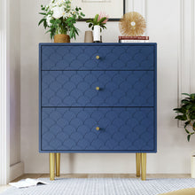 Lade das Bild in den Galerie-Viewer, Schubladenkommode Kommode mit 3 Schubladen, FSC®-zertifiziertem,Sideboard Highboard für Schlafzimmer &amp; alle Wohnräume,Marineblau-H89/B75/T40 cm
