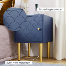 Lade das Bild in den Galerie-Viewer, Nachttisch,FSC-zertifiziert,Nachtschrank Beistelltisch,Marineblau, Sofatisch passend zu jedem Bett &amp; Schlafzimmer - H50/B35/T35 cm

