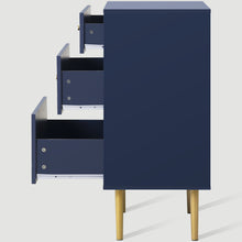 Lade das Bild in den Galerie-Viewer, Schubladenkommode Kommode mit 3 Schubladen, FSC®-zertifiziertem,Sideboard Highboard für Schlafzimmer &amp; alle Wohnräume,Marineblau-H89/B75/T40 cm

