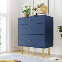 Lade das Bild in den Galerie-Viewer, Schubladenkommode Kommode mit 3 Schubladen, FSC®-zertifiziertem,Sideboard Highboard für Schlafzimmer &amp; alle Wohnräume,Marineblau-H89/B75/T40 cm
