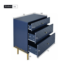 Lade das Bild in den Galerie-Viewer, Schubladenkommode Kommode mit 3 Schubladen, FSC®-zertifiziertem,Sideboard Highboard für Schlafzimmer &amp; alle Wohnräume,Marineblau-H89/B75/T40 cm
